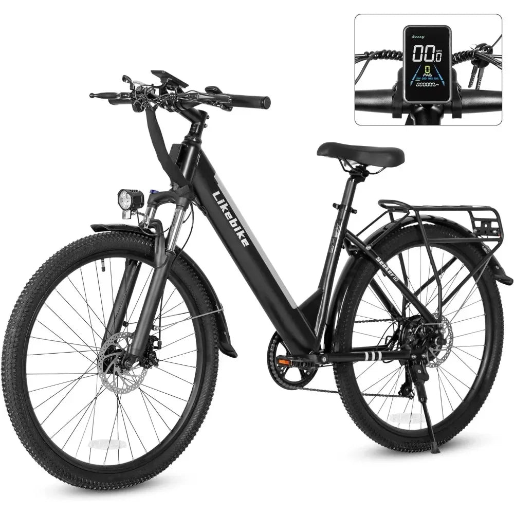 26" Electric Bike, UL 2849 Certified, with 350W Motor, 36V 9Ah Removable Battery, 20MPH E-bikes with 7-Speed & Front Suspension