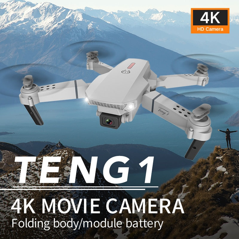 Drone 4k E88 Pro Dual Camera Visual Positioning Rc Quadcopter 1080P HD WiFi Fpv Height Hold Foldable Wide-angle Airplane Drone