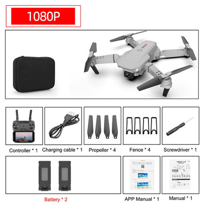 Drone 4k E88 Pro Dual Camera Visual Positioning Rc Quadcopter 1080P HD WiFi Fpv Height Hold Foldable Wide-angle Airplane Drone