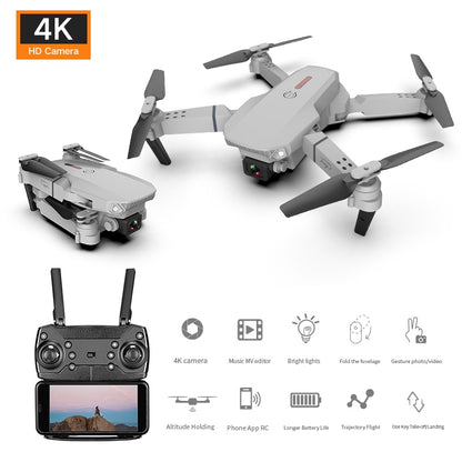 Drone 4k E88 Pro Dual Camera Visual Positioning Rc Quadcopter 1080P HD WiFi Fpv Height Hold Foldable Wide-angle Airplane Drone