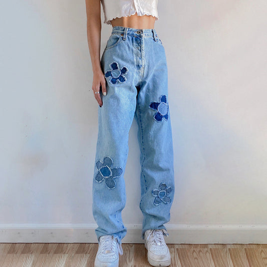 Flower Stitched Jeans