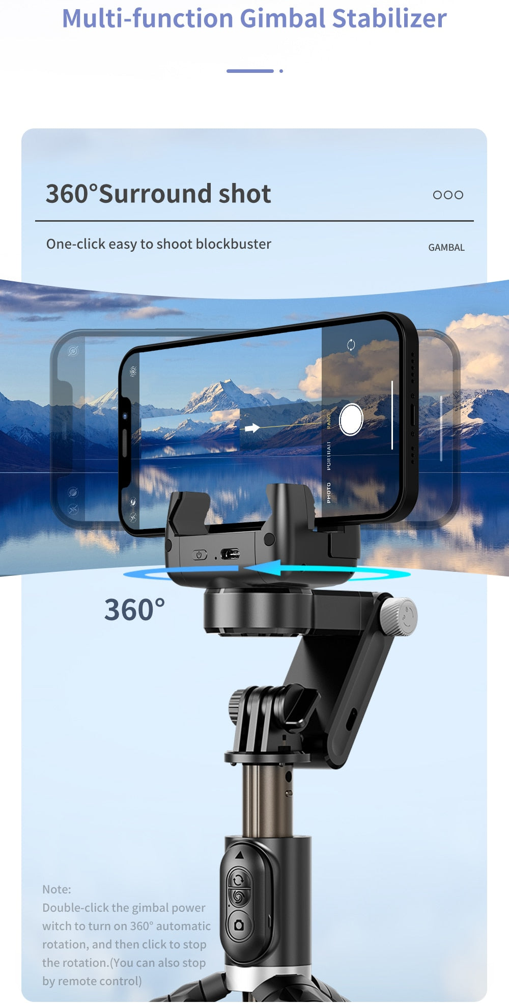 Gimbal Stabilizer Selfie Stick Tripod with Fill Light - BOMB